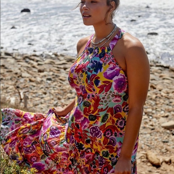 NWT ANTHROPOLOGIE PRINTED MAXI COVER UP DRESS SIZE LARGE - Picture 4 of 11